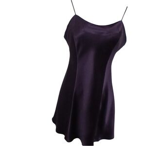 Victoria's Secret 100% Silk Slip Chemise Gown Camisole Straps Deep Purple S